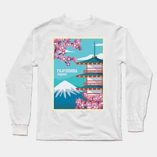 Mount Fuji, Japan - Vintage Travel Poster Long Sleeve T-Shirt